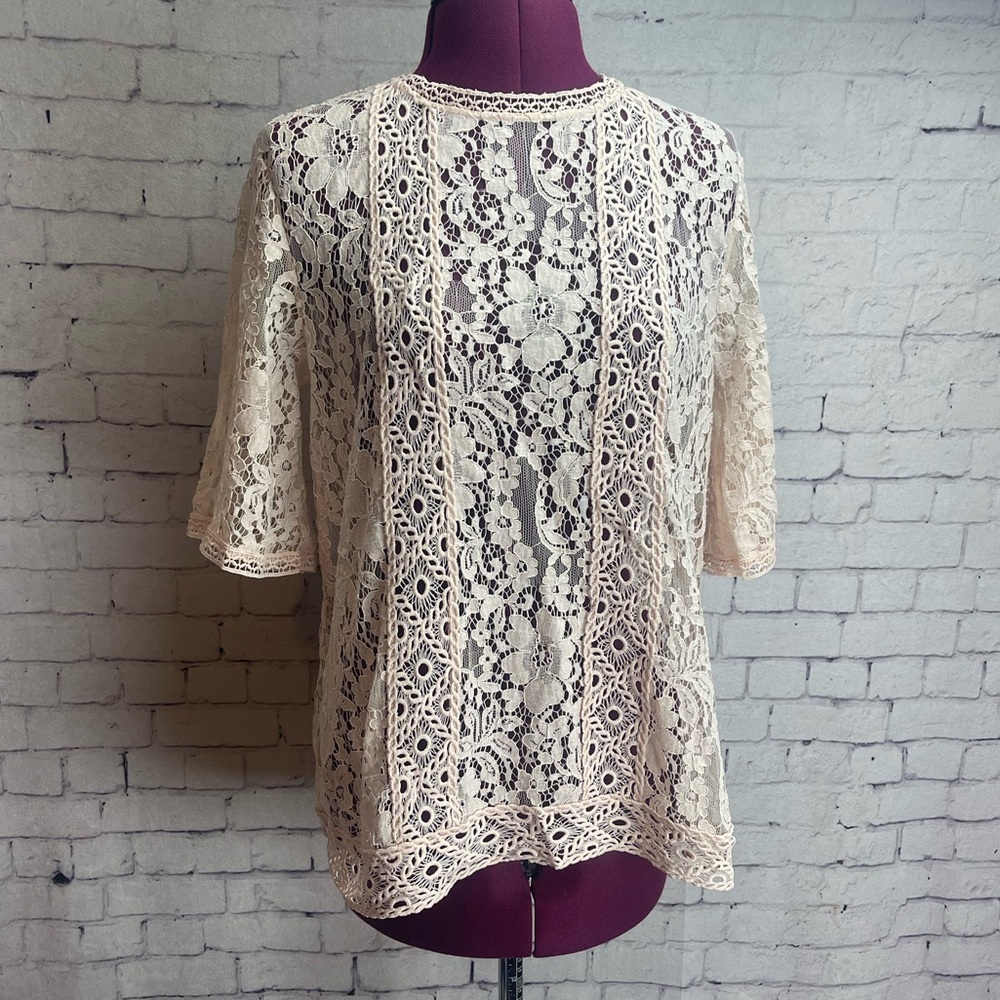 Loft size small pale pink lace blouse